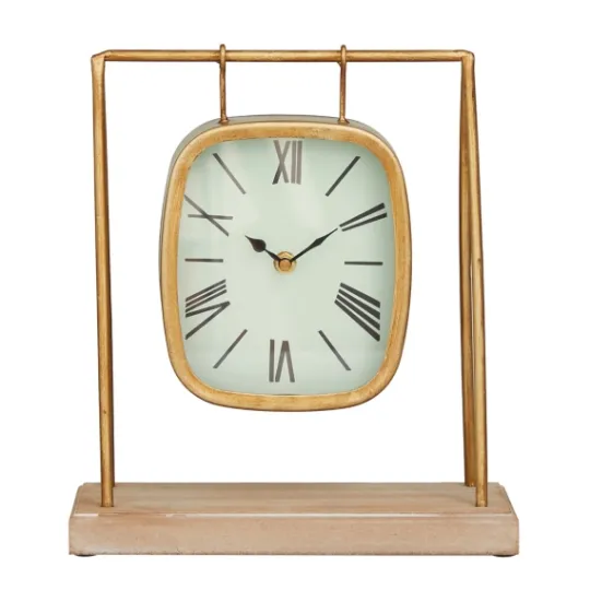 Kirkland's Home Distressed Gold Frame Square Tabletop Clock- Decorative Accents