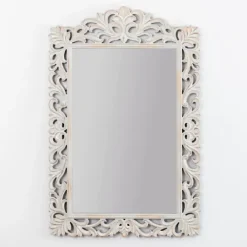 Kirkland's Home Distressed Gray Carved Ornate Scroll Mirror- Decorative Mirrors