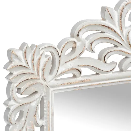 Kirkland's Home Distressed Gray Carved Ornate Scroll Mirror- Decorative Mirrors