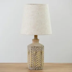 Kirkland's Home Distressed Gray Carved Table Lamp- Table Lamps