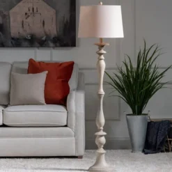 Kirkland's Home Distressed Gray Finish Floor Lamp- Floor Lamps