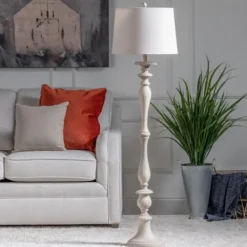 Kirkland's Home Distressed Gray Finish Floor Lamp- Floor Lamps