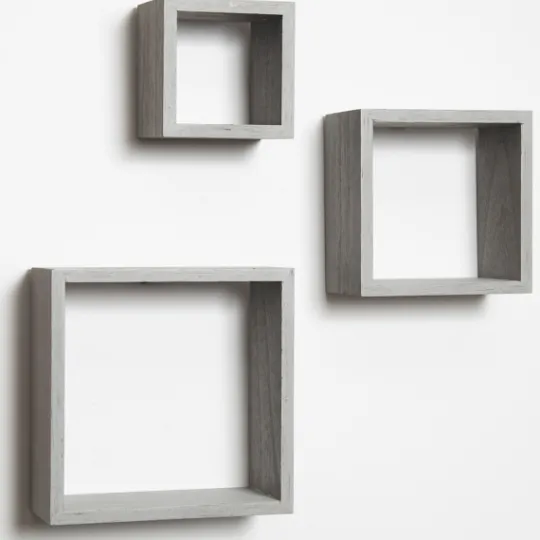 Kirkland's Home Distressed Gray Floating Box Shelves, Set Of 3- Shelves