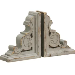 Kirkland's Home Distressed Gray Scrolled Bookends, Set Of 2- Decorative Accents