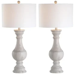 Kirkland's Home Distressed Ivory Faux Wood Table Lamps, Set Of 2- Table Lamps