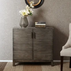 Kirkland's Home Distressed Linear 2-Door Wooden Chest- Cabinets & Sideboards