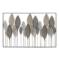 Kirkland's Home Distressed Metal Carved Leaves Wall Plaque- Wall Plaques