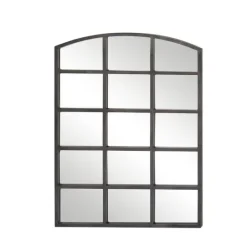 Kirkland's Home Distressed Metal Windowpane Arched Mirror- Decorative Mirrors