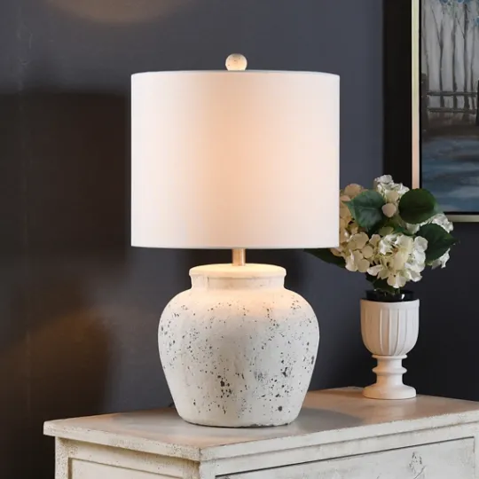 Kirkland's Home Distressed Round Table Lamp- Table Lamps