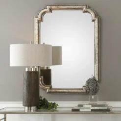 Kirkland's Home Distressed Silver Leaf Wooden Frame Wall Mirror- Decorative Mirrors