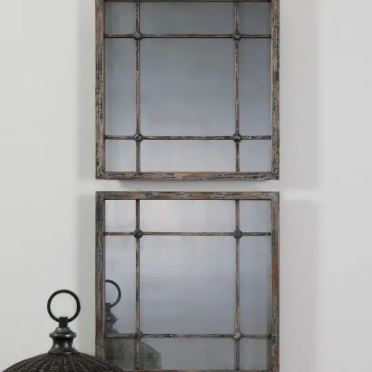 Kirkland's Home Distressed Slate Blue Wood Wall Mirrors, Set Of 2- Decorative Mirrors