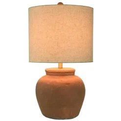 Kirkland's Home Distressed Terracotta Round Table Lamp- Table Lamps