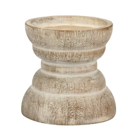 Kirkland's Home Distressed Turned Wood Candle Holder, 4 In.- Candle Holders