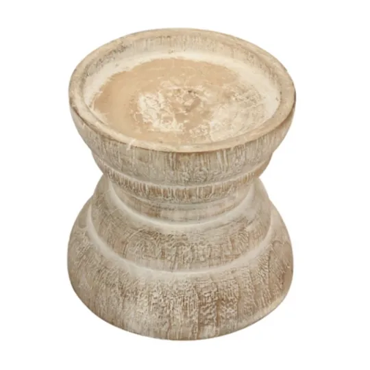Kirkland's Home Distressed Turned Wood Candle Holder, 4 In.- Candle Holders