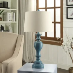 Kirkland's Home Distressed Turquoise Antique Table Lamp- Table Lamps