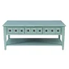 Kirkland's Home Distressed Turquoise Wood 3-Drawer Coffee Table- Coffee Tables