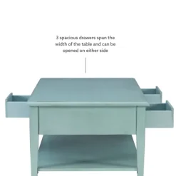 Kirkland's Home Distressed Turquoise Wood 3-Drawer Coffee Table- Coffee Tables