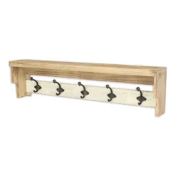 Kirkland's Home Distressed Wall Shelf With Hooks- Shelves