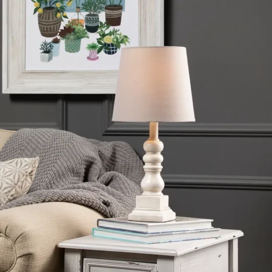 Kirkland's Home Distressed White Candlestick Table Lamp- Table Lamps