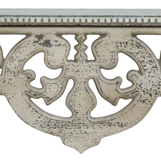 Kirkland's Home Distressed White Carved Wood Wall Shelf- Shelves