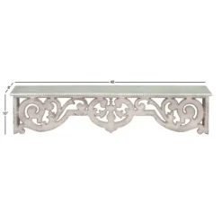 Kirkland's Home Distressed White Carved Wood Wall Shelf- Shelves