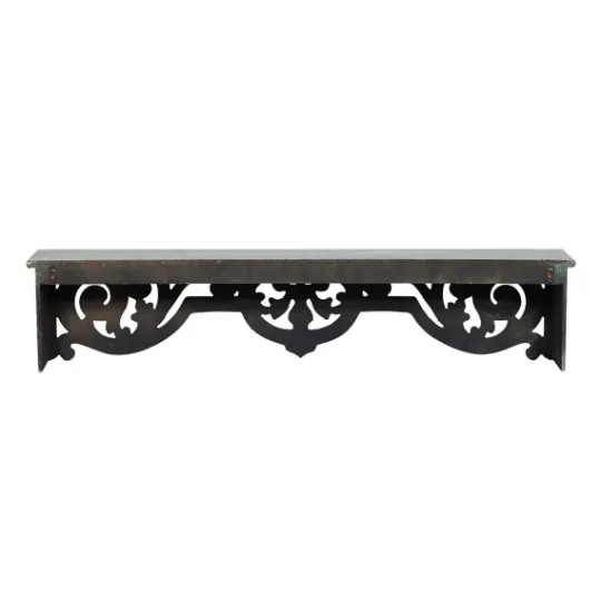 Kirkland's Home Distressed White Carved Wood Wall Shelf- Shelves