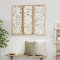 Kirkland's Home Distressed White Floral Wall Plaques, Set Of 3- Wall Plaques