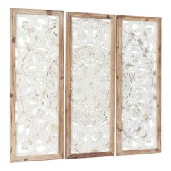 Kirkland's Home Distressed White Floral Wall Plaques, Set Of 3- Wall Plaques
