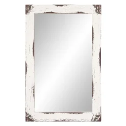 Kirkland's Home Distressed White Reclaimed Wood Wall Mirror- Decorative Mirrors