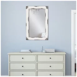 Kirkland's Home Distressed White Reclaimed Wood Wall Mirror- Decorative Mirrors