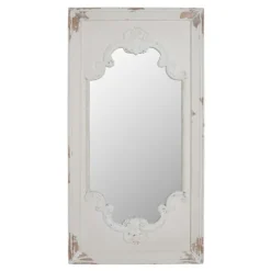 Kirkland's Home Distressed White Scroll Framed Wall Mirror- Decorative Mirrors