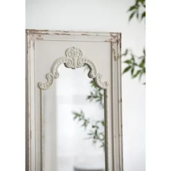 Kirkland's Home Distressed White Scroll Framed Wall Mirror- Decorative Mirrors
