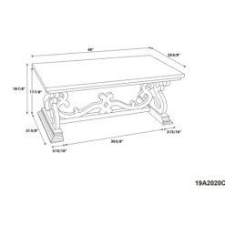 Kirkland's Home Distressed White Scrollwork Base Coffee Table- Coffee Tables
