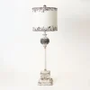 Kirkland's Home Distressed White Square Base Buffet Lamp- Buffet Lamps