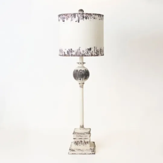 Kirkland's Home Distressed White Square Base Buffet Lamp- Buffet Lamps