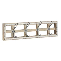 Kirkland's Home Distressed White Wood And Metal Wall Hooks- Hooks