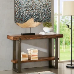 Kirkland's Home Distressed Wood And Gunmetal Console Table- Console Tables