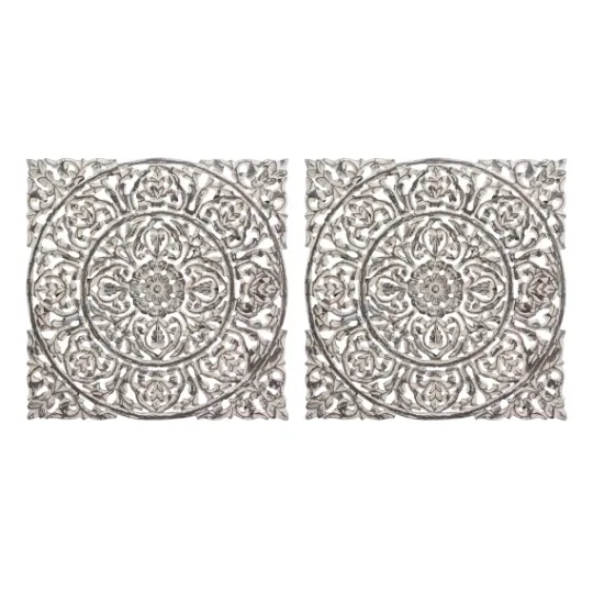 Kirkland's Home Distressed Wood Carved Wall Panels, Set Of 2- Wall Plaques