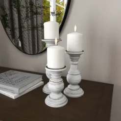 Kirkland's Home Distressed Wood 3-Pc. Candle Holder Set- Candle Holders