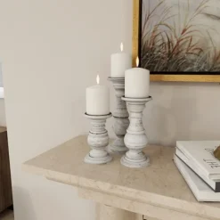 Kirkland's Home Distressed Wood 3-Pc. Candle Holder Set- Candle Holders