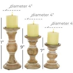 Kirkland's Home Distressed Wood Pillar Candle Holders, Set Of 3- Candle Holders