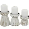 Kirkland's Home Distressed Wood Pillar Candle Holders, Set Of 3- Candle Holders