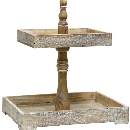 Kirkland's Home Distressed Wooden 2-Tier Tray- Decorative Bowls & Jars