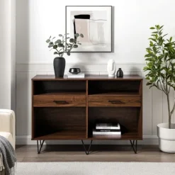 Kirkland's Home Doreen Dark Brown Hairpin Console Table- Console Tables