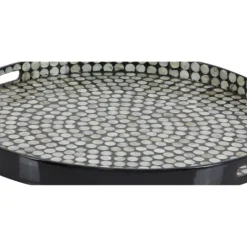 Kirkland's Home Dotted Shell Round Wooden Tray- Decorative Trays