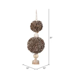 Kirkland's Home Double Ball Pinecone Topiary On Antiqued Finial- Trees & Topiaries