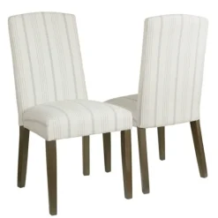 Kirkland's Home Dove Gray Stripe Parsons Chairs, Set Of 2- Dining Chairs