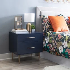 Kirkland's Home 2-Drawer Nightstand With Gold Hardware- Nightstands
