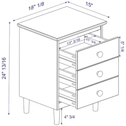 Kirkland's Home 3-Drawer Wood Nightstand- Nightstands