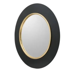 Kirkland's Home Drew I Black And Gold Round Led Mirror- Decorative Mirrors